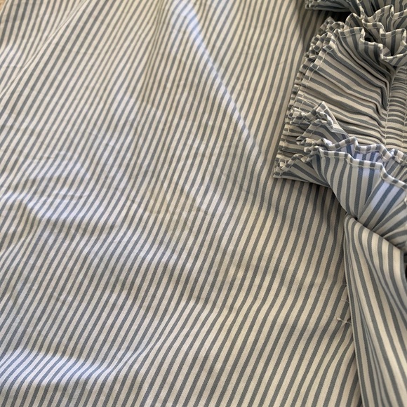 BCBGMaxAzria blue and white stripe ruffle shirt - Picture 7 of 8
